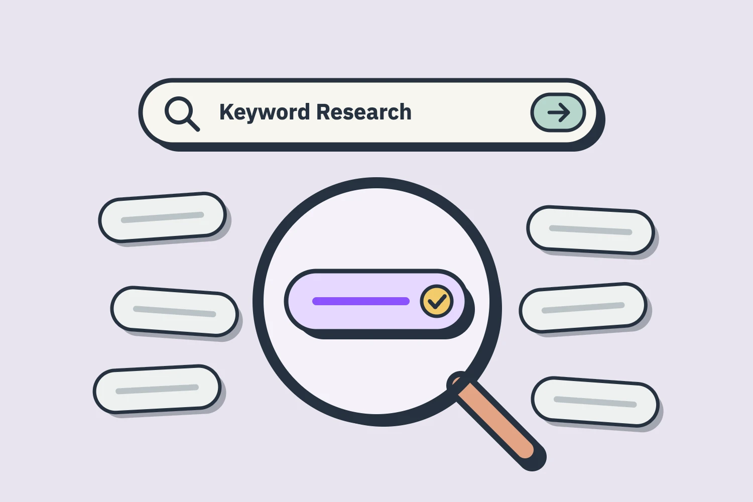 ภาพปกบทความวิธีหา Keyword แว่นขยายเลือก Keyword ที่ใช่หนึ่งคำจากหลายคำในผลการค้นหา